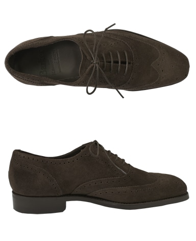 BARKER セミブローグシューズ/英国製/カーフスエード