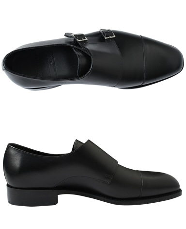 BARKER ダブルモンク/英国製/カーフレザー