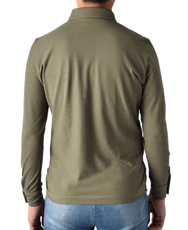 強撚長袖ポロシャツ