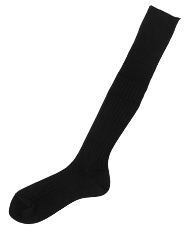 綿＜ハイゲージ＞ソックス/ロングホーズ(ブラック)