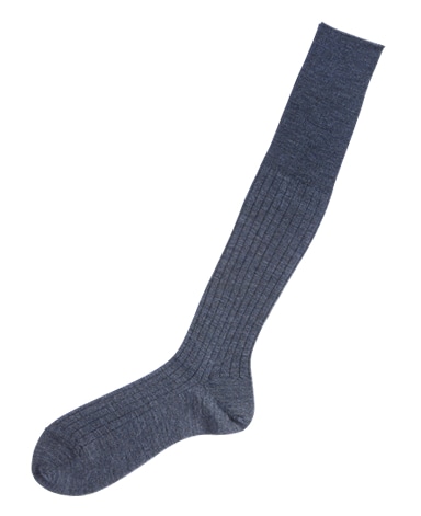 ウール＜ハイゲージ＞ソックス/ロングホーズ(ブルー)