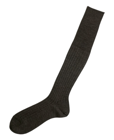 ウール＜ハイゲージ＞ソックス/ロングホーズ(ブラウン)