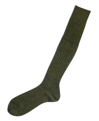 ウール＜ハイゲージ＞ソックス/ロングホーズ(オリーブ)