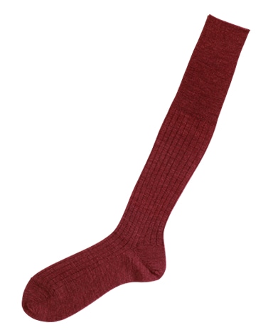 ウール＜ハイゲージ＞ソックス/ロングホーズ(レッド）