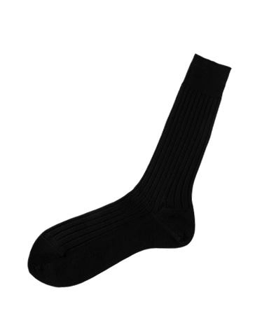 綿＜ハイゲージ＞ソックス/レギュラーホーズ(ブラック)