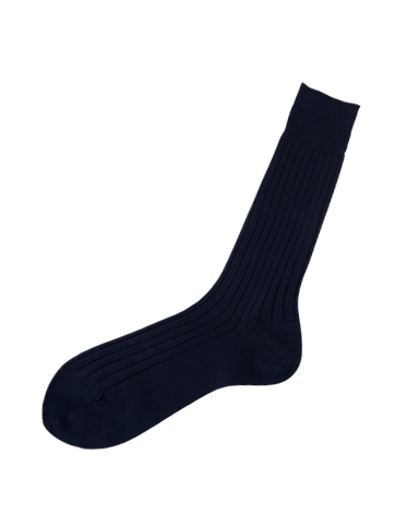 綿＜ハイゲージ＞ソックス/レギュラーホーズ(ダークブルー)