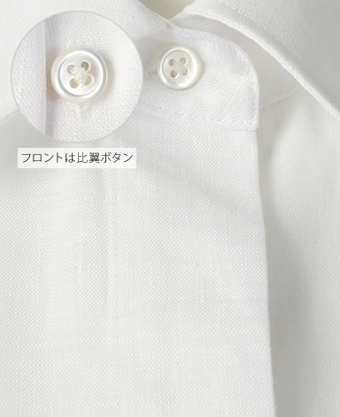 リネン半袖比翼シャツ/平織り