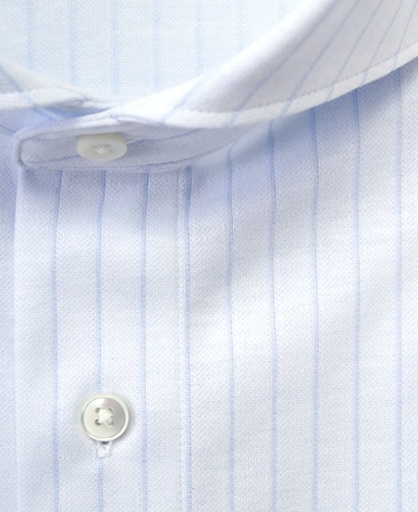 ストライプニットシャツ/ダブルニット【秋冬向き】