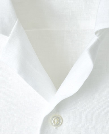 半袖リネンシャツ/オープンカラー