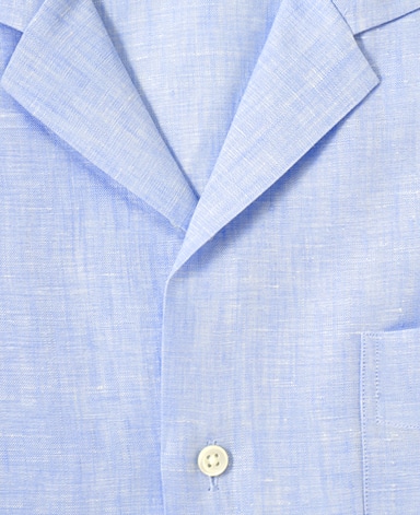 半袖リネンシャツ/オープンカラー