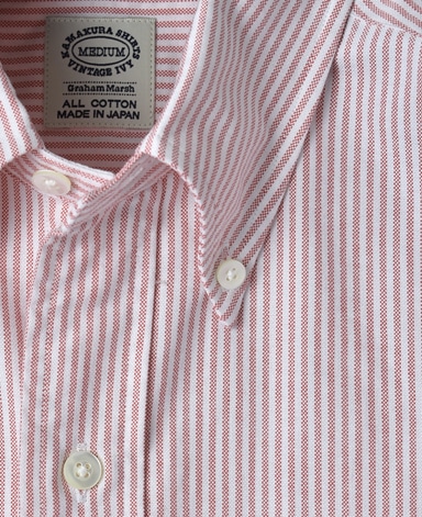 VINTAGE IVY シャツ/レッドキャンディーストライプ