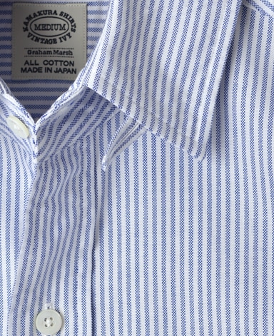 VINTAGE IVY シャツ/ブルーストライプタブカラー