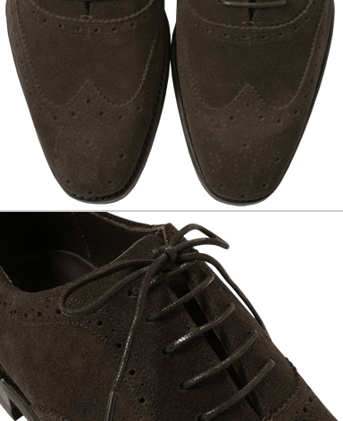 BARKER セミブローグシューズ/英国製/カーフスエード