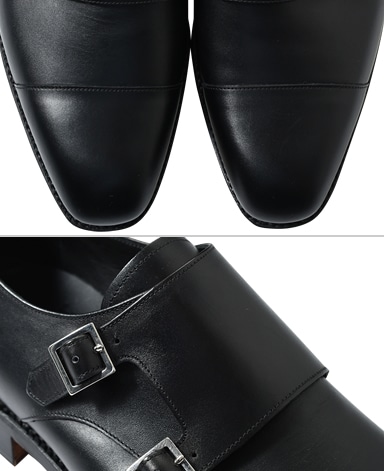 BARKER ダブルモンク/英国製/カーフレザー