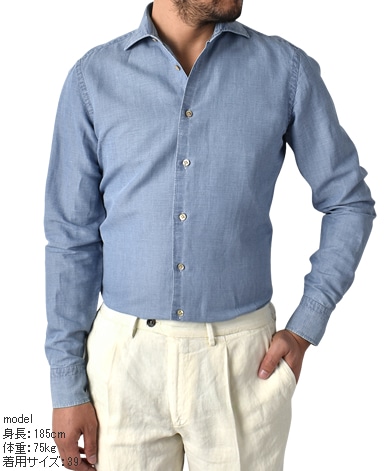 ナポリシャツ/イタリア製（綿麻）