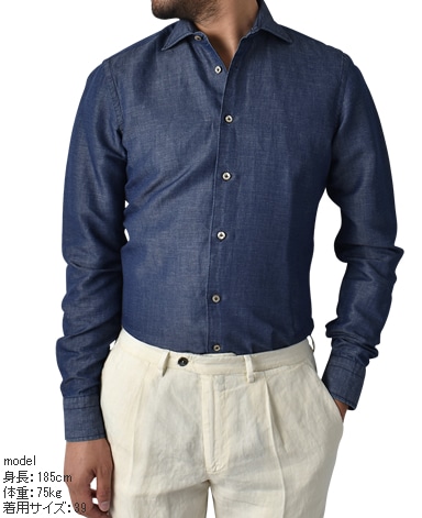 ナポリシャツ/イタリア製（綿麻）