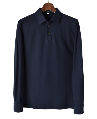 強撚長袖ポロシャツ