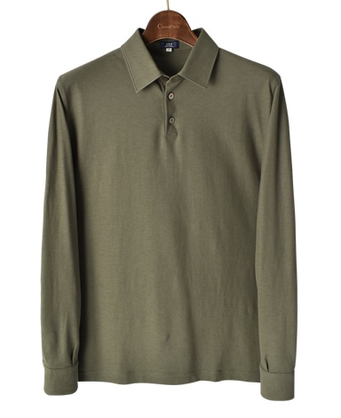 強撚長袖ポロシャツ