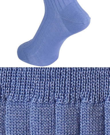 綿＜ハイゲージ＞ソックス/ロングホーズ(マリンブルー)