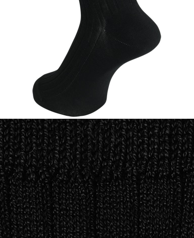 綿＜ストレッチ＞ソックス/ロングホーズ(ブラック)