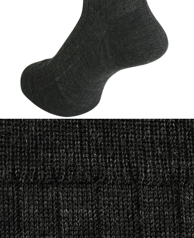 ウール＜ハイゲージ＞ソックス/ロングホーズ(ダークグレー)