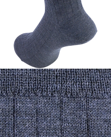 ウール＜ハイゲージ＞ソックス/ロングホーズ(ブルー)