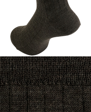 ウール＜ハイゲージ＞ソックス/ロングホーズ(ブラウン)