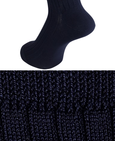 綿＜ストレッチ＞ソックス/レギュラーホーズ(ネイビー)