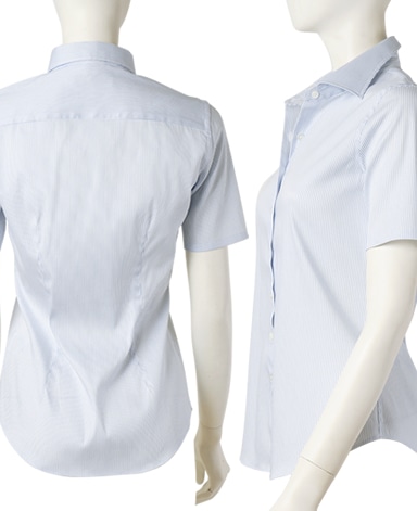 半袖スリムベーシックシャツ/ストレッチ