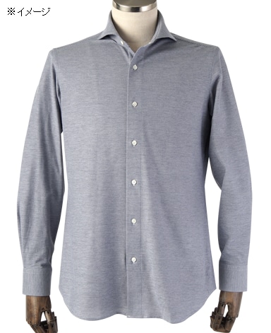 ストライプニットシャツ/ダブルニット【秋冬向き】