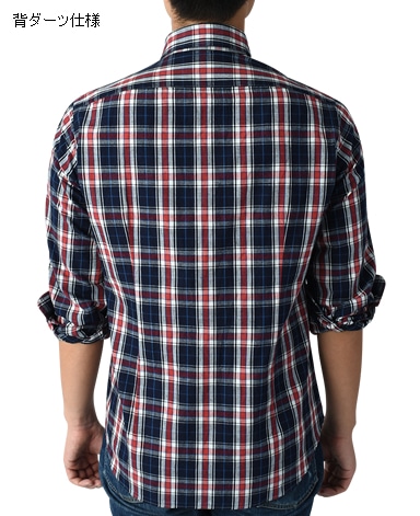 カジュアルシャツ<綿麻>/スリム(ボタンダウン)