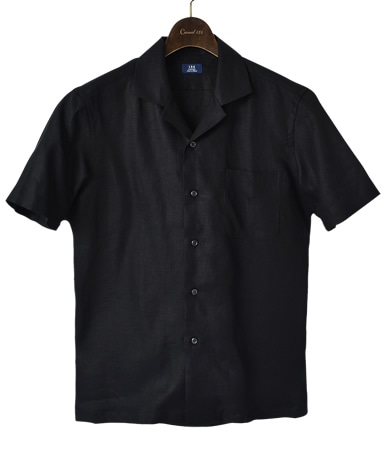 半袖リネンシャツ/オープンカラー