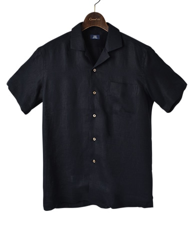 半袖リネンシャツ/オープンカラー