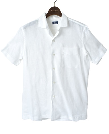 半袖リネンシャツ/オープンカラー