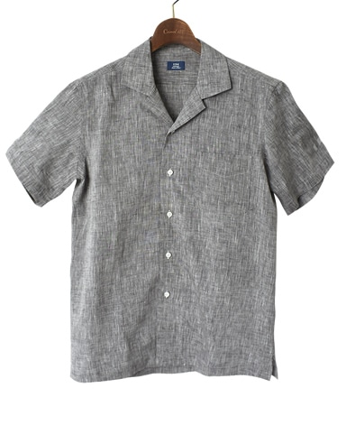半袖リネンシャツ/オープンカラー