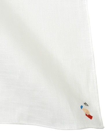 リネンポケットチーフ/サッカーモチーフ刺繍