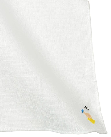 リネンポケットチーフ/サッカーモチーフ刺繍