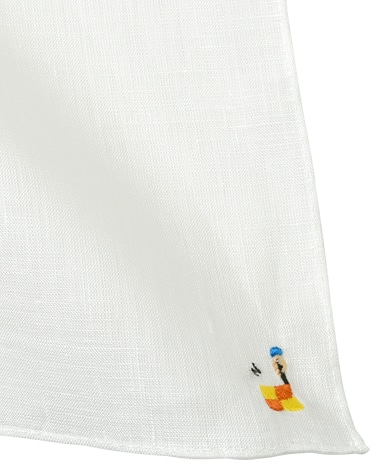 リネンポケットチーフ/サッカーモチーフ刺繍