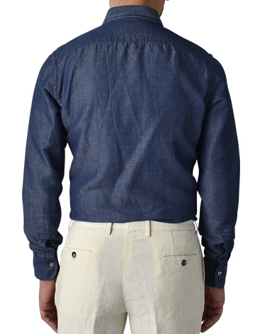 ナポリシャツ/イタリア製（綿麻）