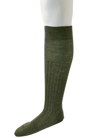 ウール＜ハイゲージ＞ソックス/ロングホーズ(オリーブ)
