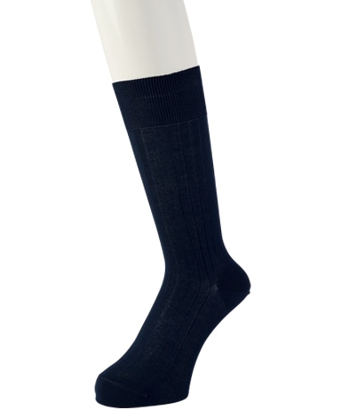綿＜ハイゲージ＞ソックス/レギュラーホーズ(ダークブルー)