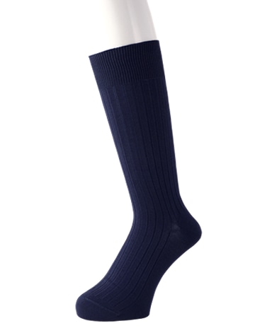 綿＜ストレッチ＞ソックス/レギュラーホーズ(ネイビー)