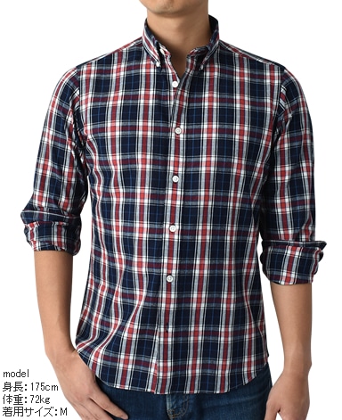 カジュアルシャツ<綿麻>/スリム(ボタンダウン)