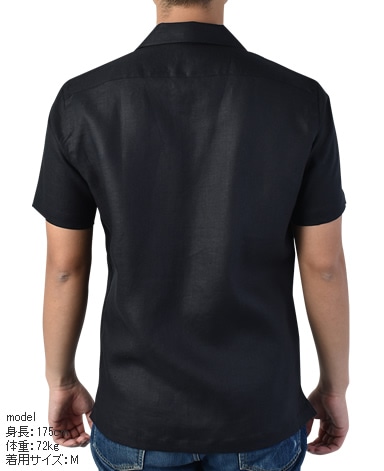 半袖リネンシャツ/オープンカラー