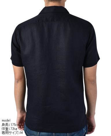 半袖リネンシャツ/オープンカラー