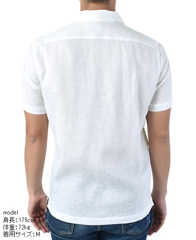 半袖リネンシャツ/オープンカラー
