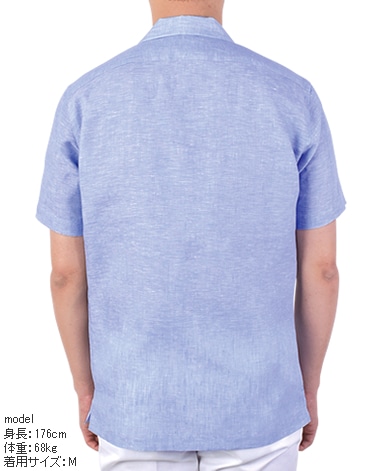 半袖リネンシャツ/オープンカラー