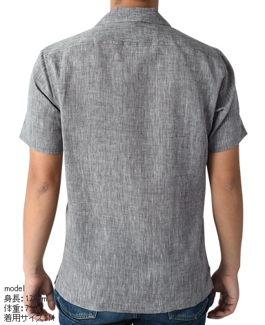 半袖リネンシャツ/オープンカラー