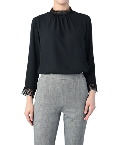 ブラウス/バックサテンジョーゼット・レース