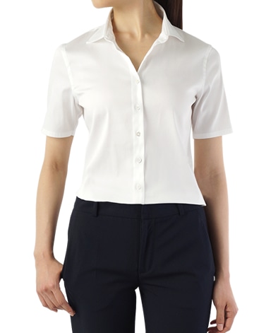 半袖スリムベーシックシャツ/ストレッチ